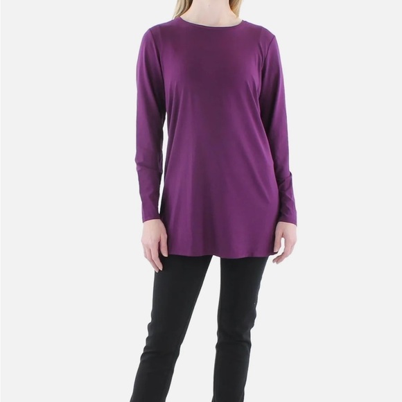 Eileen Fisher Tops - Eileen Fisher Purple Crewneck Split Hem Tunic Top Size M